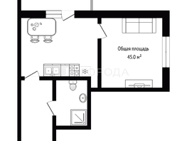 Продается 1-комнатная квартира ЖК Золотая роща, 45  м&sup2;, 7500000 рублей
