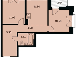Продается 2-комнатная квартира ЖК Академия, дом 3, 54.58  м&sup2;, 11190000 рублей