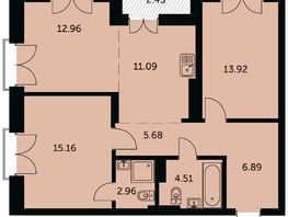Продается 3-комнатная квартира ЖК Академия, дом 3, 74.4  м&sup2;, 14525000 рублей