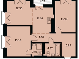 Продается 3-комнатная квартира ЖК Академия, дом 3, 74.2  м&sup2;, 14595000 рублей