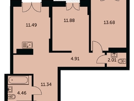 Продается 2-комнатная квартира ЖК Академия, дом 3, 61.1  м&sup2;, 12150000 рублей