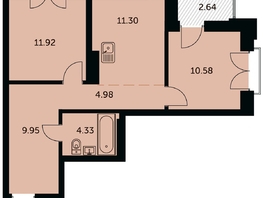 Продается 2-комнатная квартира ЖК Академия, дом 3, 54.2  м&sup2;, 11630000 рублей