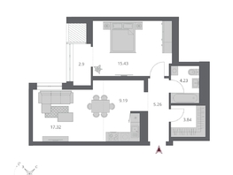 Продается 2-комнатная квартира ЖК Беринг, дом 3, 58.17  м&sup2;, 9790000 рублей