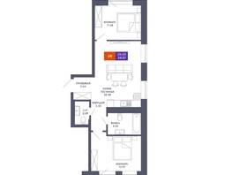 Продается 2-комнатная квартира ЖК Звезда, дом 2, 59.67  м&sup2;, 11575980 рублей