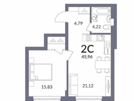 Продается 2-комнатная квартира ЖК Горская Лагуна, 45.6  м&sup2;, 10303000 рублей