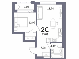Продается 2-комнатная квартира ЖК Горская Лагуна, 45.8  м&sup2;, 10203000 рублей