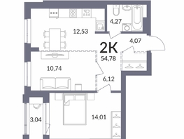 Продается 2-комнатная квартира ЖК Горская Лагуна, 54.5  м&sup2;, 11703000 рублей