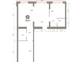 Продается 2-комнатная квартира ЖК Лебедевский квартал, д 1, 79.4  м&sup2;, 13740000 рублей