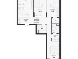 Продается 4-комнатная квартира ЖК Ясный берег, дом 19, бс 2-5, 89.21  м&sup2;, 11605000 рублей
