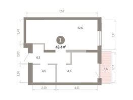 Продается 1-комнатная квартира ЖК Европейский берег, дом 46, 48.4  м&sup2;, 8690000 рублей