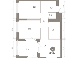 Продается 2-комнатная квартира ЖК Город на озере, 66.57  м&sup2;, 13030000 рублей