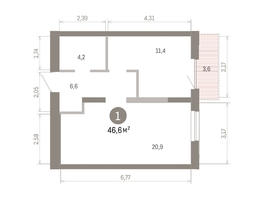 Продается 1-комнатная квартира ЖК Европейский берег, дом 46, 46.56  м&sup2;, 7920000 рублей