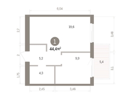 Продается 1-комнатная квартира ЖК Пшеница, дом 5.2, 44.36  м&sup2;, 6340000 рублей