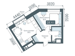 Продается 1-комнатная квартира  Кварталы Немировича, 2 очередь, 41.1  м&sup2;, 7290000 рублей