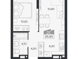 Продается 2-комнатная квартира ЖК Ясный берег, дом 33, 35.9  м&sup2;, 6115000 рублей