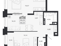 Продается 3-комнатная квартира ЖК Ясный берег, дом 20, 69.61  м&sup2;, 10268000 рублей