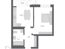 Продается 1-комнатная квартира ЖК ОСКАР, дом 3, 39.7  м&sup2;, 8650000 рублей
