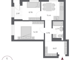 Продается 2-комнатная квартира ЖК ОСКАР, дом 3, 54.7  м&sup2;, 10150000 рублей