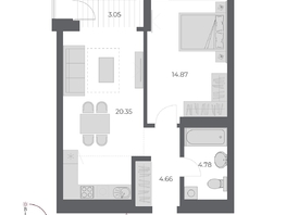 Продается 2-комнатная квартира ЖК ОСКАР, дом 3, 48.5  м&sup2;, 9650000 рублей