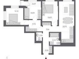 Продается 3-комнатная квартира ЖК ОСКАР, дом 3, 84.7  м&sup2;, 16100000 рублей