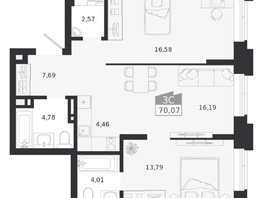 Продается 3-комнатная квартира ЖК Ясный берег, дом 20, 70.07  м&sup2;, 10272000 рублей