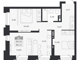 Продается 3-комнатная квартира ЖК Ясный берег, дом 20, 60.51  м&sup2;, 9067000 рублей