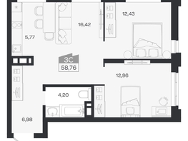 Продается 3-комнатная квартира ЖК Ясный берег, дом 20, 59.16  м&sup2;, 10777000 рублей