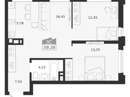 Продается 3-комнатная квартира ЖК Ясный берег, дом 20, 59.28  м&sup2;, 10814000 рублей
