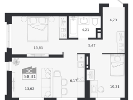 Продается 3-комнатная квартира ЖК Ясный берег, дом 20, 58.31  м&sup2;, 10681000 рублей