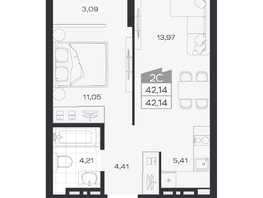 Продается 2-комнатная квартира ЖК Ясный берег, дом 20, 42.44  м&sup2;, 7908000 рублей