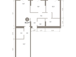 Продается 3-комнатная квартира ЖК Пшеница, 6.1, 85.48  м&sup2;, 11860000 рублей