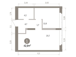 Продается 1-комнатная квартира ЖК Европейский берег, дом 32, 42.87  м&sup2;, 8780000 рублей