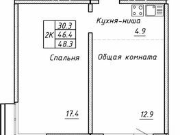 Продается 2-комнатная квартира ЖК Гренландия, Лес дом №5, 48.3  м&sup2;, 6250000 рублей