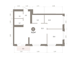 Продается 2-комнатная квартира ЖК Город на озере, 74.28  м&sup2;, 16710000 рублей
