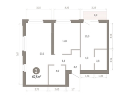Продается 2-комнатная квартира ЖК Город на озере, 67.45  м&sup2;, 15850000 рублей