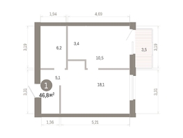 Продается 1-комнатная квартира ЖК Город на озере, 46.74  м&sup2;, 11400000 рублей