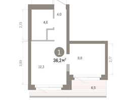Продается 1-комнатная квартира ЖК Город на озере, 36.18  м&sup2;, 9750000 рублей