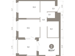 Продается 2-комнатная квартира ЖК Город на озере, 66.55  м&sup2;, 15320000 рублей