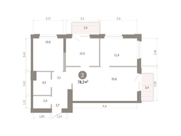 Продается 3-комнатная квартира ЖК Город на озере, 78.18  м&sup2;, 16150000 рублей