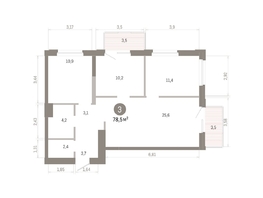 Продается 3-комнатная квартира ЖК Город на озере, 78.45  м&sup2;, 16640000 рублей