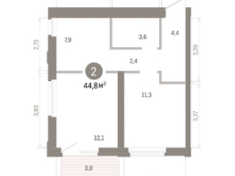 Продается 2-комнатная квартира ЖК Город на озере, 44.83  м&sup2;, 10640000 рублей