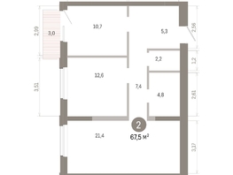 Продается 2-комнатная квартира ЖК Город на озере, 67.45  м&sup2;, 14660000 рублей