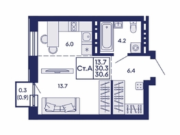 Продается Студия ЖК Сила леса, корп 2, 30.6  м&sup2;, 5450000 рублей