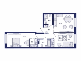 Продается 2-комнатная квартира ЖК Сила леса, корп 2, 71.9  м&sup2;, 9200000 рублей