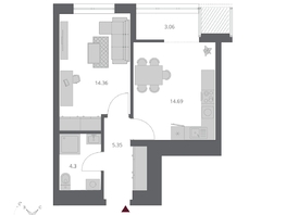 Продается 1-комнатная квартира ЖК Беринг, дом 3, 41.76  м&sup2;, 9390000 рублей