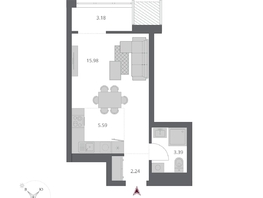 Продается Студия ЖК Беринг, дом 3, 30.38  м&sup2;, 6390000 рублей