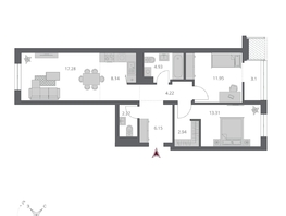 Продается 3-комнатная квартира ЖК Беринг, дом 3, 74.74  м&sup2;, 12690000 рублей