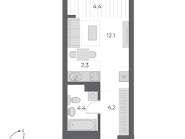 Продается Студия ЖК ОСКАР, дом 2, 27.4  м&sup2;, 6000000 рублей