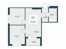 Продается 2-комнатная квартира ЖК Эко-квартал на Кедровой, дом 5, 52.84  м&sup2;, 7400000 рублей