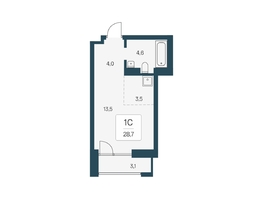 Продается Студия ЖК Расцветай на Кропоткина, дом 1, 28.7  м&sup2;, 6900000 рублей